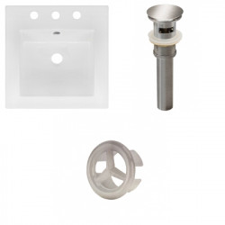 American Imaginations AI-21840 16.5-in. W 3H8-in. Ceramic Top Set In White Color - Overflow Drain Incl.