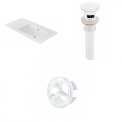 American Imaginations AI-21847 35.5-in. W 1 Hole Ceramic Top Set In White Color - Overflow Drain Incl.