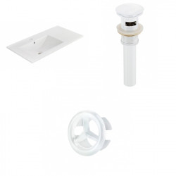 American Imaginations AI-21871 35.5-in. W 1 Hole Ceramic Top Set In White Color - Overflow Drain Incl.