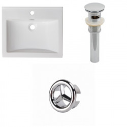 American Imaginations AI-21893 21-in. W 1 Hole Ceramic Top Set In White Color - Overflow Drain Incl.