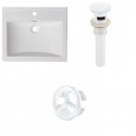 American Imaginations AI-21895 21-in. W 1 Hole Ceramic Top Set In White Color - Overflow Drain Incl.