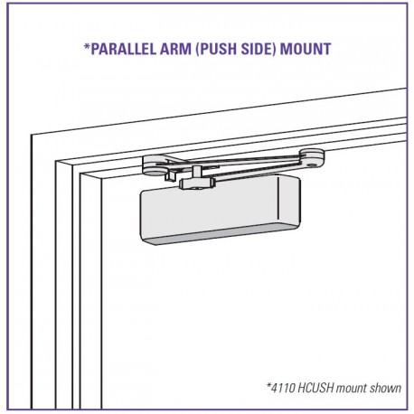 Push Side LCN 4111-AVB Door Closer - w/ Extra Duty Arm Mounting Parallel Arm 