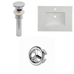 American Imaginations AI-22061 30.75-in. W 1 Hole Ceramic Top Set In White Color - Overflow Drain Incl.