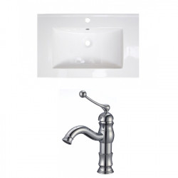 American Imaginations AI-22135 24.25-in. W 1 Hole Ceramic Top Set In White Color - CUPC Faucet Incl.