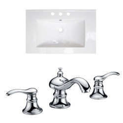 American Imaginations AI-22139 24.25-in. W 3H8-in. Ceramic Top Set In White Color - CUPC Faucet Incl.