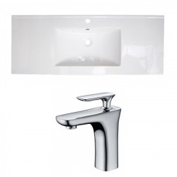 American Imaginations AI-22166 48-in. W 1 Hole Ceramic Top Set In White Color - CUPC Faucet Incl.