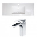 American Imaginations AI-22167 48-in. W 1 Hole Ceramic Top Set In White Color - CUPC Faucet Incl.