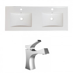 American Imaginations AI-22190 48-in. W 1 Hole Ceramic Top Set In White Color - CUPC Faucet Incl.
