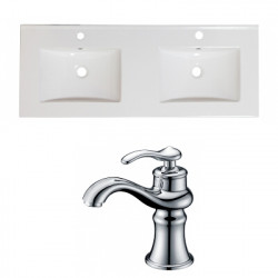 American Imaginations AI-22191 48-in. W 1 Hole Ceramic Top Set In White Color - CUPC Faucet Incl.