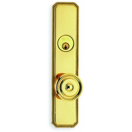 Omnia D25430AC00.34.1 KA0 Exterior Traditional Beaded Deadbolt Entrance Knob Lockset - Solid Brass