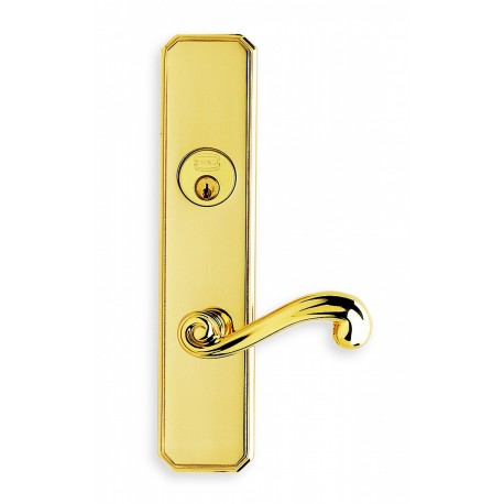 Omnia 11055AC00L10 Exterior Traditional Mortise Entrance Lever Lockset with Plate - Solid Brass