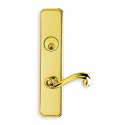 Omnia 11055 Exterior Traditional Mortise Entrance Lever Lockset with Plate - Solid Brass
