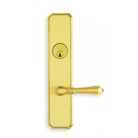 Omnia 11752F00R20 Exterior Traditional Mortise Entrance Lever Lockset with Plate - Solid Brass