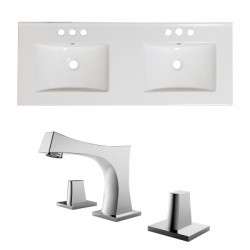 American Imaginations AI-22224 59-in. W 3H8-in. Ceramic Top Set In White Color - CUPC Faucet Incl.