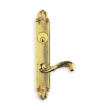 Omnia 60251AC20R10 Ornate Narrow Backset Lever Lockset - Solid Brass