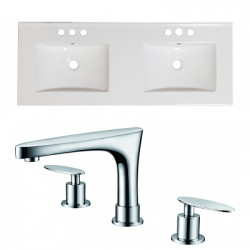 American Imaginations AI-22226 59-in. W 3H8-in. Ceramic Top Set In White Color - CUPC Faucet Incl.