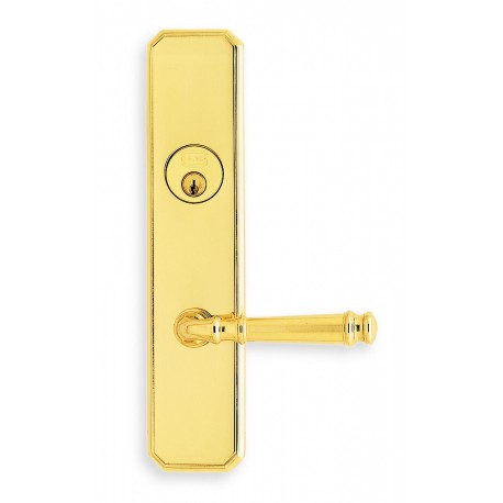 Omnia 11904L00L150 Exterior Traditional Mortise Entrance Lever Lockset with Plate - Solid Brass
