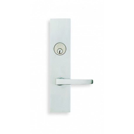 Omnia 12036F00R150 Exterior Modern Mortise Entrance Lever Lockset w/ Plate - Solid Brass