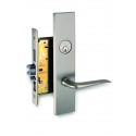 Omnia 12042N00L20 Exterior Modern Mortise Entrance Lever Lockset w/ Plate - Solid Brass