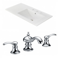 American Imaginations AI-22255 35.5-in. W 3H8-in. Ceramic Top Set In White Color - CUPC Faucet Incl.