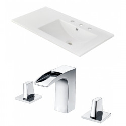 American Imaginations AI-22257 35.5-in. W 3H8-in. Ceramic Top Set In White Color - CUPC Faucet Incl.