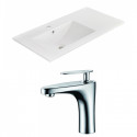 American Imaginations AI-22264 35.5-in. W 1 Hole Ceramic Top Set In White Color - CUPC Faucet Incl.