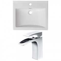American Imaginations AI-22283 21-in. W 1 Hole Ceramic Top Set In White Color - CUPC Faucet Incl.