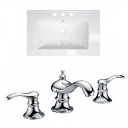 American Imaginations AI-22298 25-in. W 3H8-in. Ceramic Top Set In White Color - CUPC Faucet Incl.