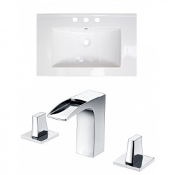 American Imaginations AI-22300 25-in. W 3H8-in. Ceramic Top Set In White Color - CUPC Faucet Incl.