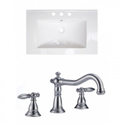 American Imaginations AI-22301 25-in. W 3H8-in. Ceramic Top Set In White Color - CUPC Faucet Incl.