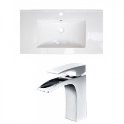 American Imaginations AI-22309 36.75-in. W 1 Hole Ceramic Top Set In White Color - CUPC Faucet Incl.