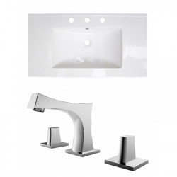 American Imaginations AI-22314 36.75-in. W 3H8-in. Ceramic Top Set In White Color - CUPC Faucet Incl.