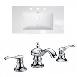 American Imaginations AI-22315 36.75-in. W 3H8-in. Ceramic Top Set In White Color - CUPC Faucet Incl.