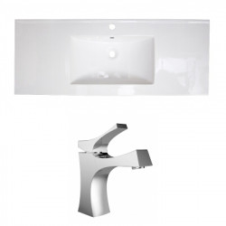 American Imaginations AI-22322 48.75-in. W 1 Hole Ceramic Top Set In White Color - CUPC Faucet Incl.