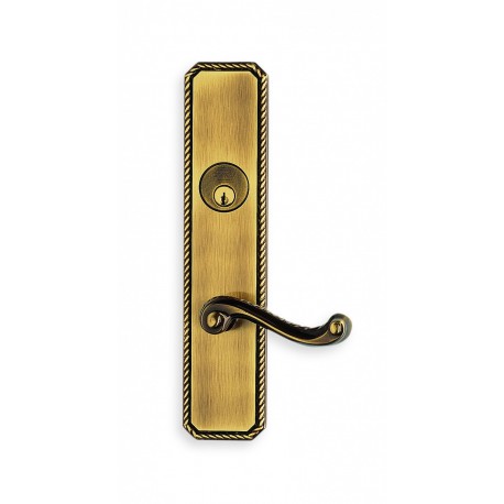Omnia 24570A00R20 Exterior Traditional Mortise Entrance Lever Lockset with Plate - Solid Brass