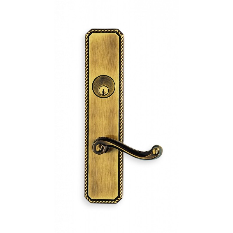Omnia 24570 Exterior Traditional Mortise Entrance Lever Lockset with Plate - Solid Brass