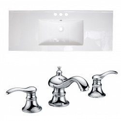 American Imaginations AI-22332 48.75-in. W 3H8-in. Ceramic Top Set In White Color - CUPC Faucet Incl.