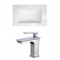 American Imaginations AI-22373 24-in. W 1 Hole Ceramic Top Set In White Color - CUPC Faucet Incl.