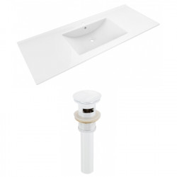 American Imaginations AI-23458 48-in. W 1 Hole Ceramic Top Set In White Color - Overflow Drain Incl.