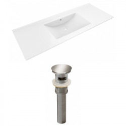 American Imaginations AI-23459 48-in. W 1 Hole Ceramic Top Set In White Color - Overflow Drain Incl.