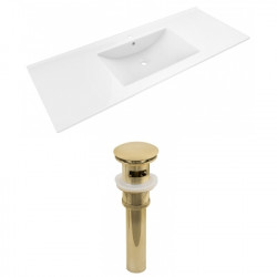 American Imaginations AI-23462 48-in. W 1 Hole Ceramic Top Set In White Color - Overflow Drain Incl.
