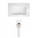American Imaginations AI-23486 23.75-in. W 1 Hole Ceramic Top Set In White Color - Overflow Drain Incl.
