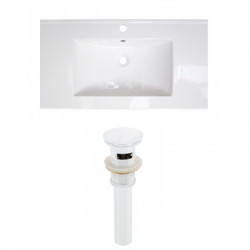 American Imaginations AI-23493 32-in. W 1 Hole Ceramic Top Set In White Color - Overflow Drain Incl.