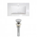 American Imaginations AI-23529 32-in. W 1 Hole Ceramic Top Set In White Color - Overflow Drain Incl.