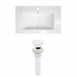 American Imaginations AI-23531 32-in. W 1 Hole Ceramic Top Set In White Color - Overflow Drain Incl.