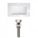 American Imaginations AI-23532 32-in. W 1 Hole Ceramic Top Set In White Color - Overflow Drain Incl.