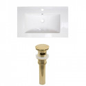American Imaginations AI-23535 32-in. W 1 Hole Ceramic Top Set In White Color - Overflow Drain Incl.