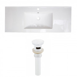 American Imaginations AI-23547 48-in. W 1 Hole Ceramic Top Set In White Color - Overflow Drain Incl.