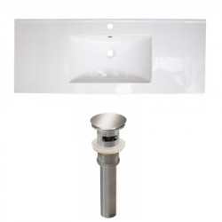 American Imaginations AI-23548 48-in. W 1 Hole Ceramic Top Set In White Color - Overflow Drain Incl.