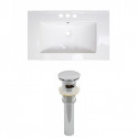 American Imaginations AI-23569 32-in. W 3H4-in. Ceramic Top Set In White Color - Overflow Drain Incl.